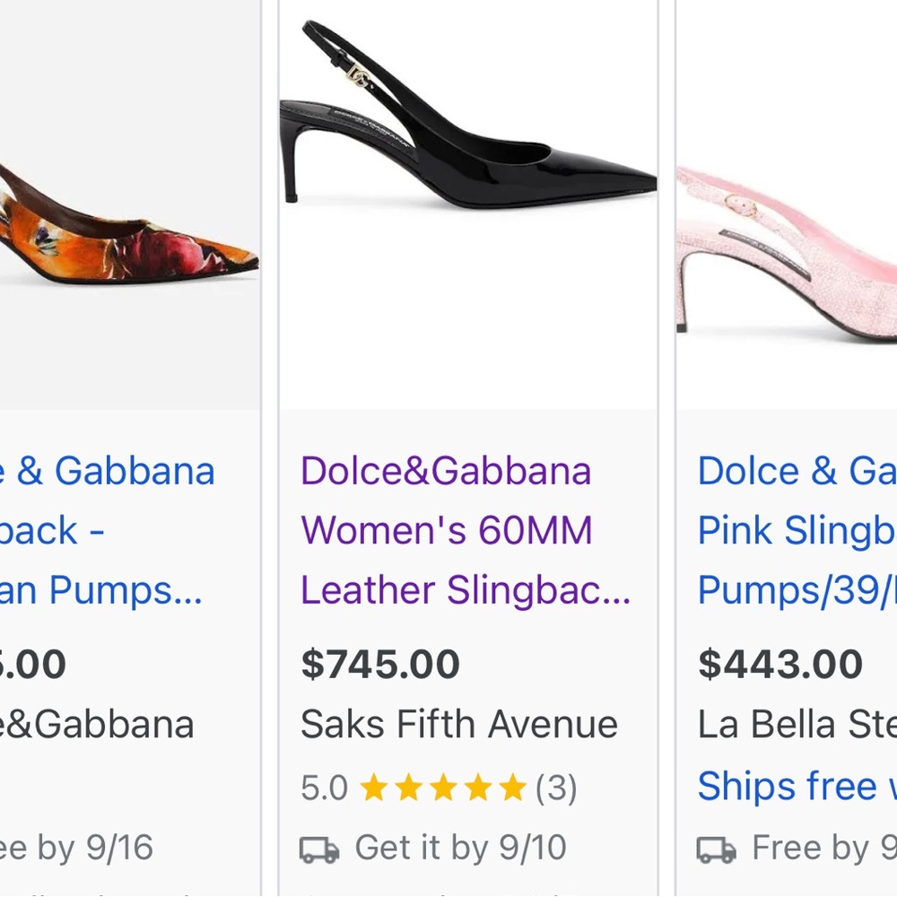 🖤👑 DOLCE & GABBANA ELEGANT LEATHER SLINGBACK PUMPS FOR WOMEN 39.5 👑🖤 8.5 US
